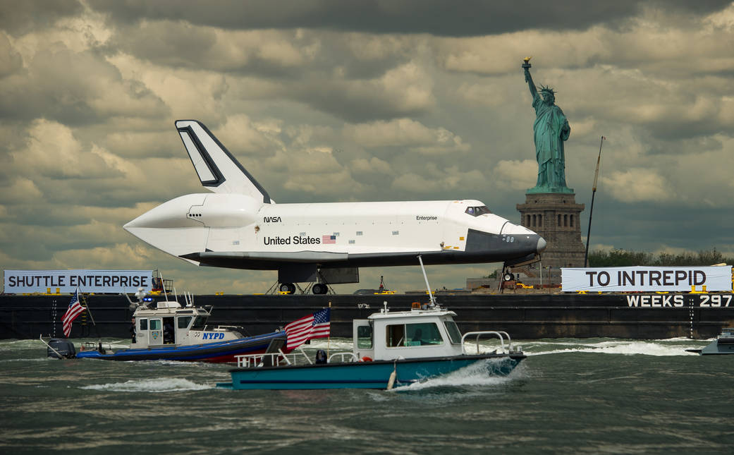 Space Shuttle Enterprise Move to Intrepid