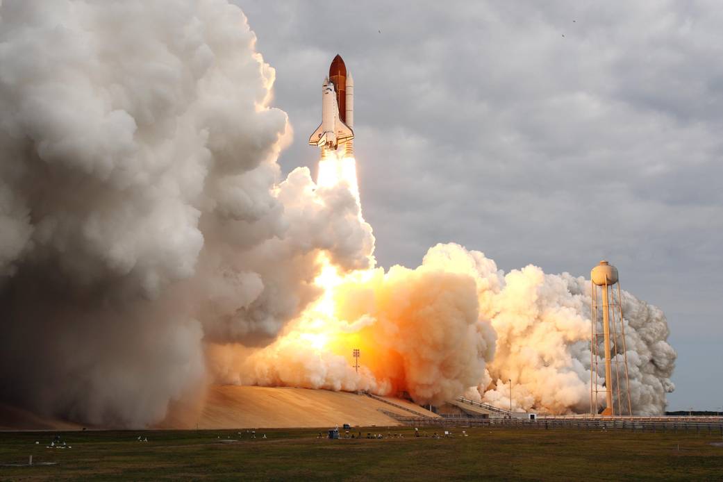 Space shuttle Endeavour roars into orbit
