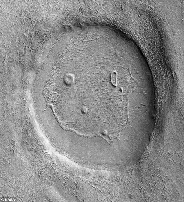 Mars Smiley Face (Image Credit: NASA/MRO)